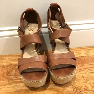 Vince Camuto strap wedges with buckle